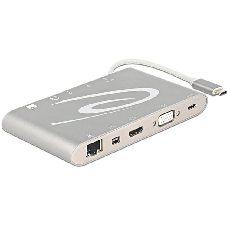 Load image into Gallery viewer, Delock usb type-c 3.1 docking station (zilver, lan, vga, hdmi, usb, sd, audio)
