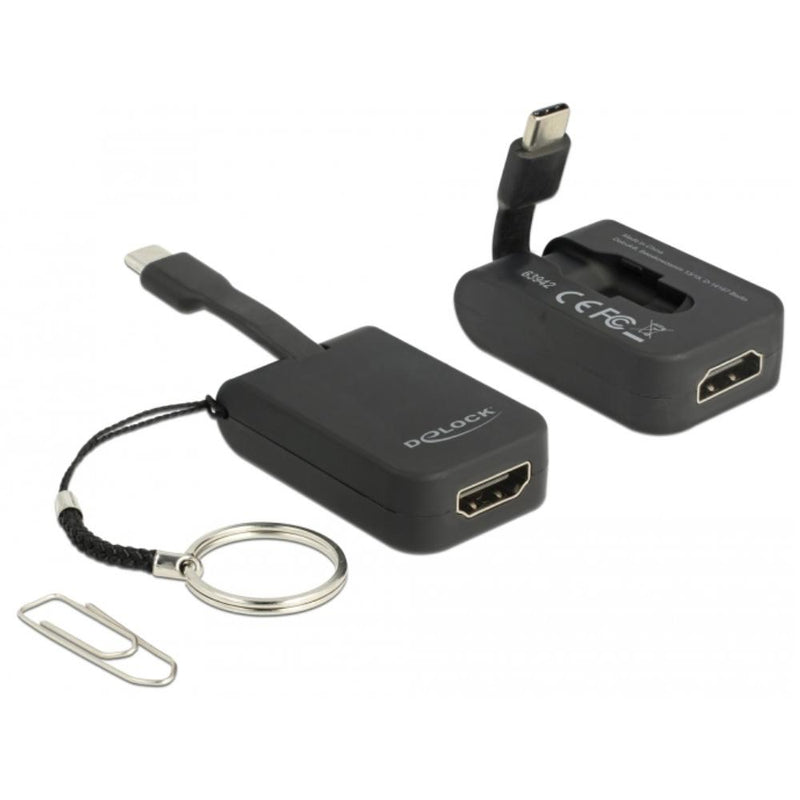 Load image into Gallery viewer, Delock usb-c > hdmi adapter sleutelhanger (zwart, 4k 30hz)
