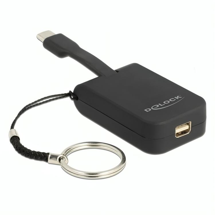 Load image into Gallery viewer, Delock usb-c > mini-displayport adapter sleutelhanger (zwart, 4k 60hz)
