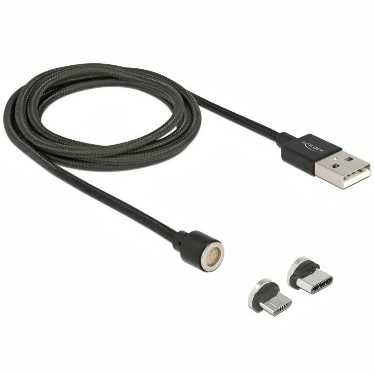 Load image into Gallery viewer, Delock magnetische usb data- en laadkabel set voor micro usb usb type-c (zwart, 1,1 meter)
