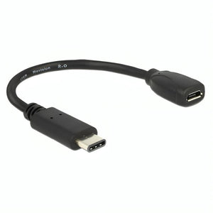 Delock usb-c 2.0 > usb micro-b adapter (zwart, 0,15 meter)