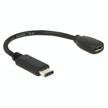 Delock usb-c 2.0 > usb micro-b adapter (zwart, 0,15 meter)