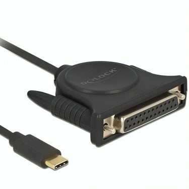 Delock usb-c 2.0 male > 1 x parallel db25 female kabel (zwart, 1,8 meter )