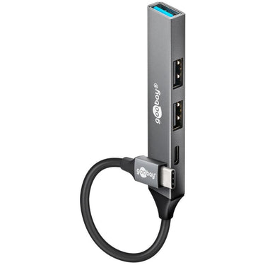 Goobay slanke usb-hub met 4 poorten, usb-c naar usb-c usb-a, 5 gbit s (lichtgrijs)