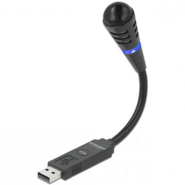 Delock usb zwanenhalsmicrofoon met mute knop (zwart)