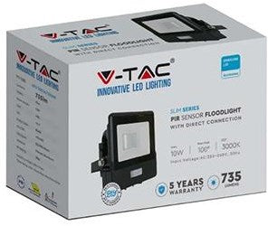 V-tac led bouwlamp | 10w | 6500k | ip65 | met sensor | body zwart - 9335205