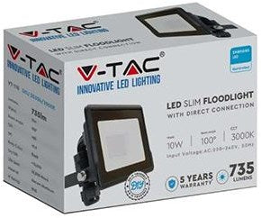 V-tac led bouwlamp 10w 6500k zwart + kabelinvoer - 9332105