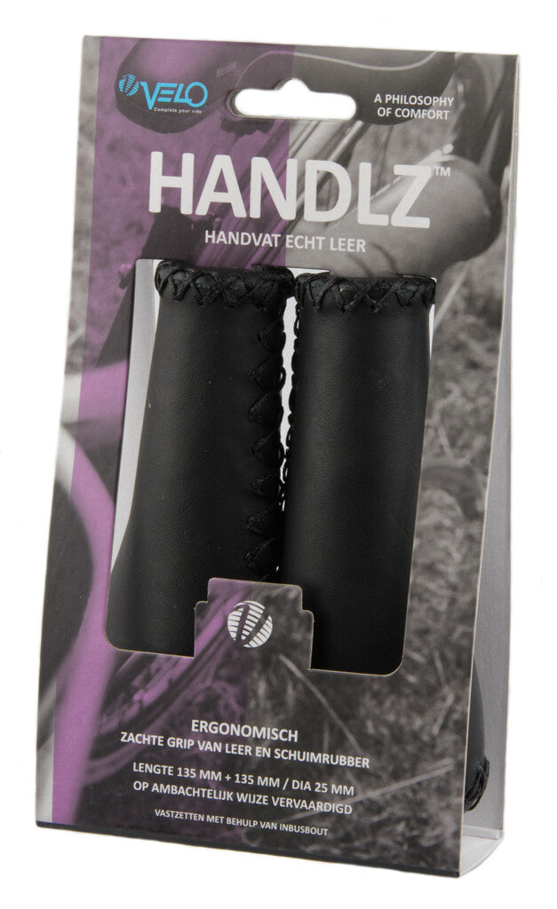 Afbeelding laden in galerijviewer, Velo Handvat Leer Ergo 135 135mm Zwart
