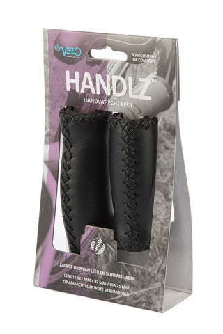 Velo set handle leather black long/short 92/128 mm loosely packed