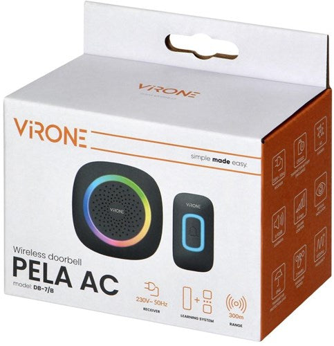 Afbeelding laden in galerijviewer, Enzo virone draadloze deurbel set 300m zwart plug-in +rgb - 8415501
