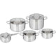 Tefal virtuoso pannenset rvs 5-delig steelpan 16cm kookpannen 18,20 en 24cm hoge kookpan 22cm geschikt ook voor inductie