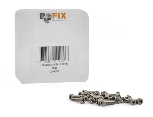 Bofix doos a 25 inbusbouten m3x12 rvs