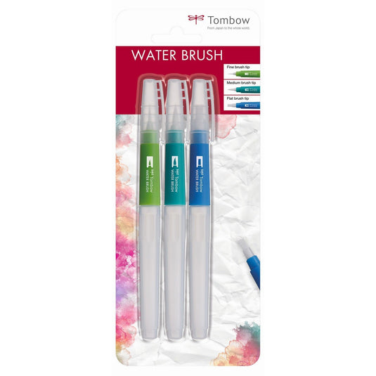 Tombow • water brush set met fijne, medium en platte kwast punt 3pcs