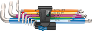 Wera 3950 9 hex-plus multicolour hf stainless 1 stiftsleutelset | metrisch | rvs | met vasthoudfunctie | 9-delig - 05022699001