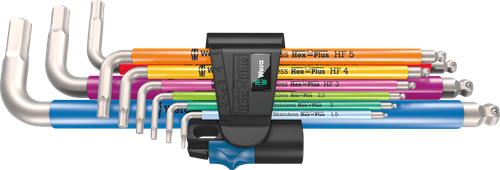 Load image into Gallery viewer, Wera 3950 9 hex-plus multicolour hf stainless 1 stiftsleutelset | metrisch | rvs | met vasthoudfunctie | 9-delig - 05022699001

