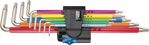 Wera 3967 9 tx sxl multicolour hf stainless 1 stiftsleutelset met vasthoudfunctie, rvs - 9-delig - 05022689001