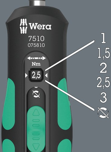 Wera 7510 kraftform safe-torque speed draaimomentschroevendraaier (zwart groen, 1-3 nm)