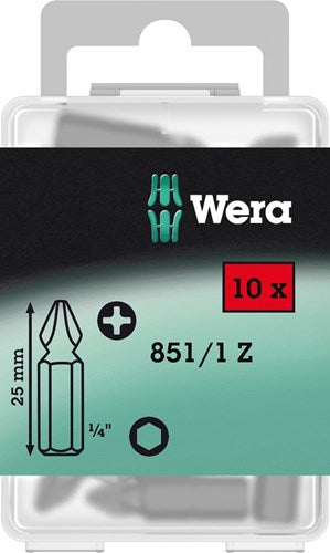 Load image into Gallery viewer, Wera 851 1 z bits phillips, ph 2 x 25 mm (10 bits pro box) - 1 stuk(s) - 05072401001
