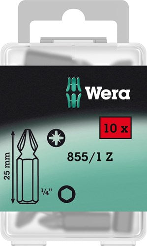 Load image into Gallery viewer, Wera 855 1 z bits pozidriv, pz 2 x 25 mm (10 bits pro box) - 1 stuk(s) - 05072404001
