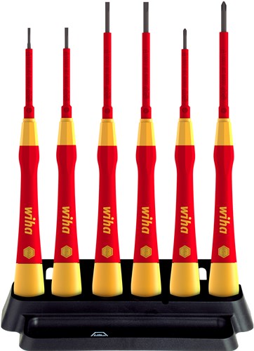 Wiha fijnschroevendraaierset picofinish electric (rood geel)