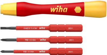 Wiha fijnschroevendraaierset picofinish slimvario electric (rood geel, 4-delig met slimbits)