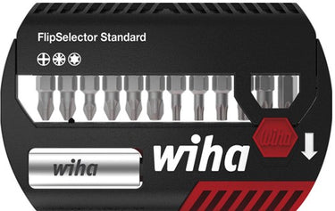 Wiha bitset flipselector standard 25 mm (zwart rood, phillips, pozidriv, torx® 13-delig 1 4 c6,3 met riemclip)