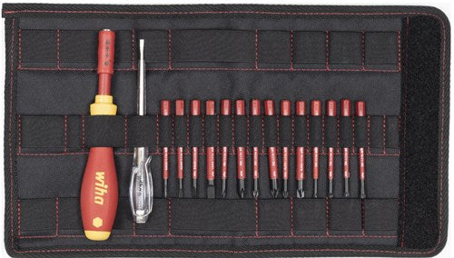 Wiha schroevendraaier met bithouder elektrische slimvario starter-set (rood geel, 17-delig, met slimbits)