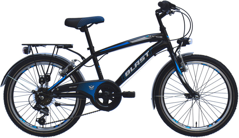 Wings blast 20 inch 30 cm jongens 6v v-brakes zwart blauw