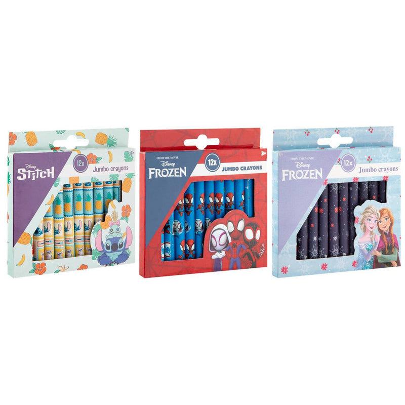 Afbeelding laden in galerijviewer, Disney spidey stitch frozen waskrijtjes jumbo 12-delig 3 assorti

