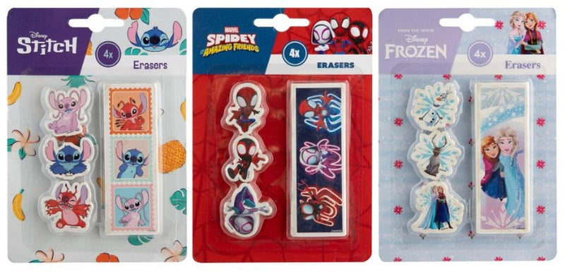Afbeelding laden in galerijviewer, Frozen, stitch of spidey gummen 4 stuks op kaart 3 assorti
