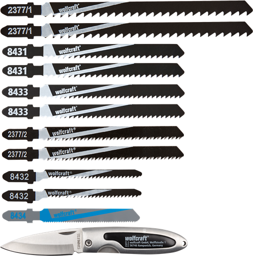 Load image into Gallery viewer, Wolfcraft decoupeerzaagblad-set | 12-delig | t-schaft | 1 set - 2377000
