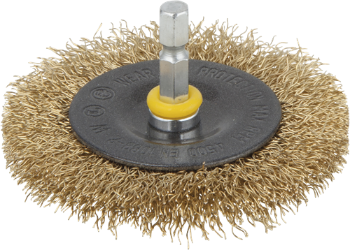 Wolfcraft draadborstel | messing | 6-kant schacht | ø75 x 10mm | 1 stuk - 2110000