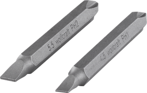 Wolfcraft dubbelbits | solid | ph sleuf | l65mm | 2 stuks - 2407000