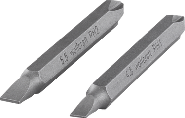 Wolfcraft dubbelbits | solid | ph sleuf | l65mm | 2 stuks - 2407000