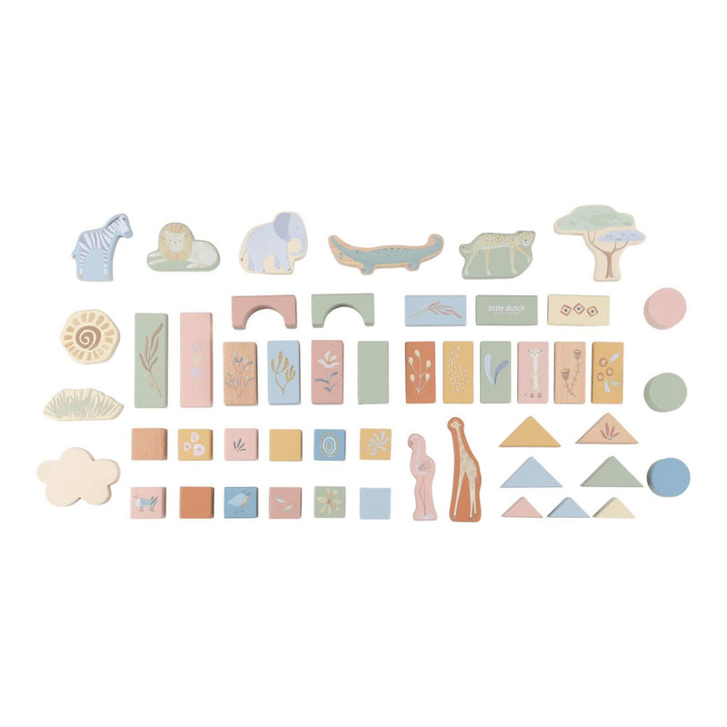 Load image into Gallery viewer, Little dutch safari friends bouwblokken in ton fsc
