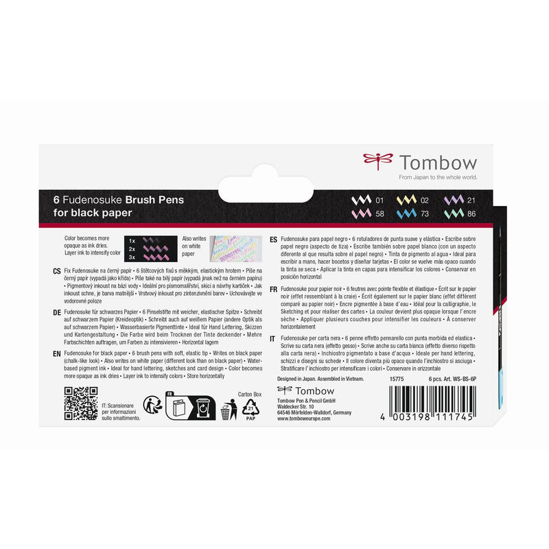 Load image into Gallery viewer, Tombow • brush pen fudenosuke pastel for black paper 6x
