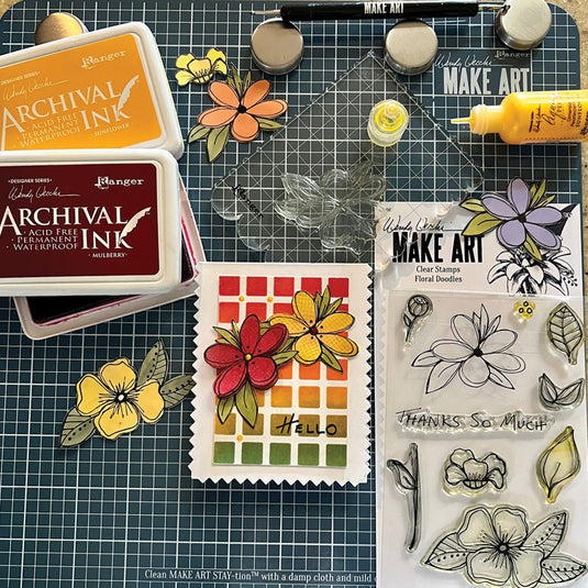 Ranger ink ranger • wendy vecchi make art clear stamp set floral doodles