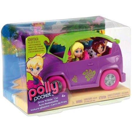 Mattel polly pocket duik en glij auto met figuurtje