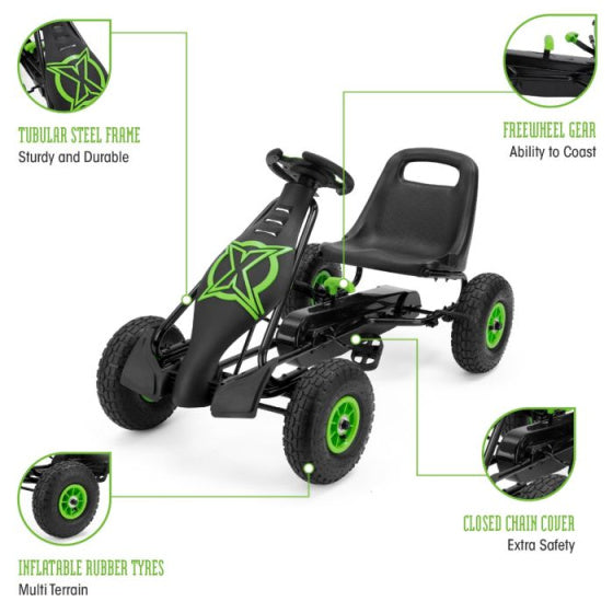 Load image into Gallery viewer, Xootz Viper Go Kart Skelter Junior Zwart Groen
