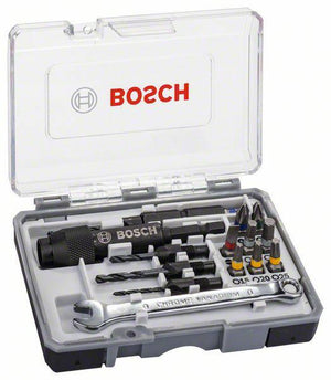 Bosch 20 deligedrill and drive set - bitset - met hss boren - schroefsleutel