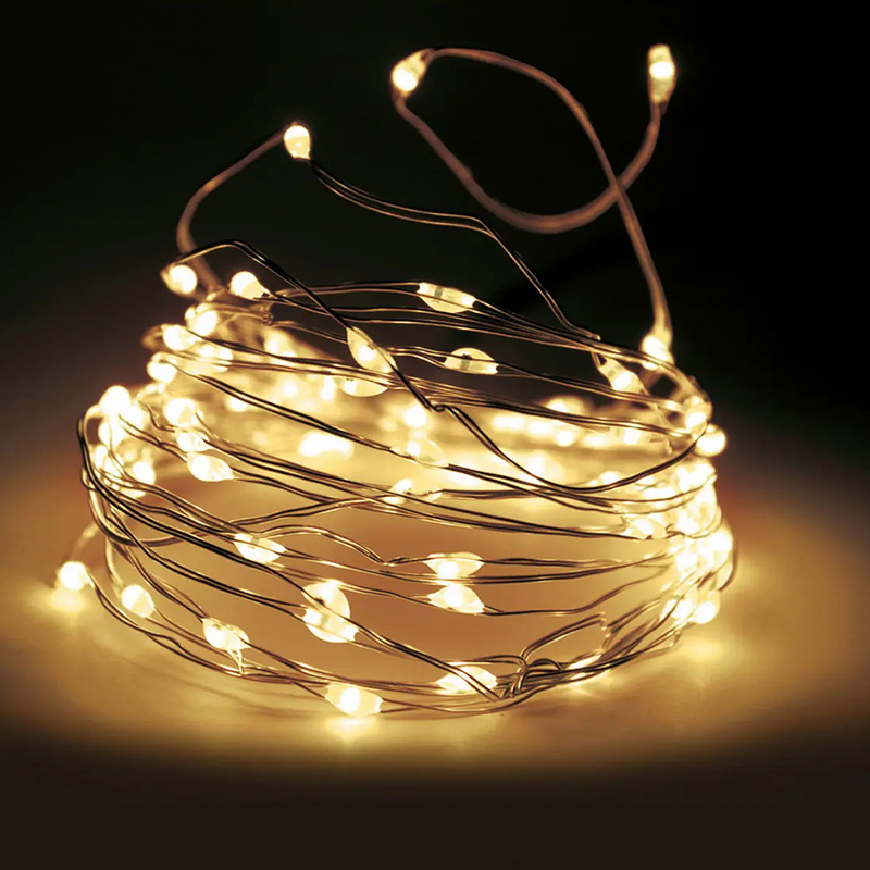 Afbeelding laden in galerijviewer, Zilverdraad flashing led ww 100 leds 495cm
