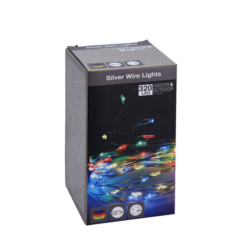 Afbeelding laden in galerijviewer, Zilverdraad led multicolor 320 leds 3190cm
