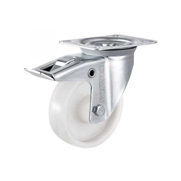 Tarsus zwenkwiel + rem 80 mm. wit