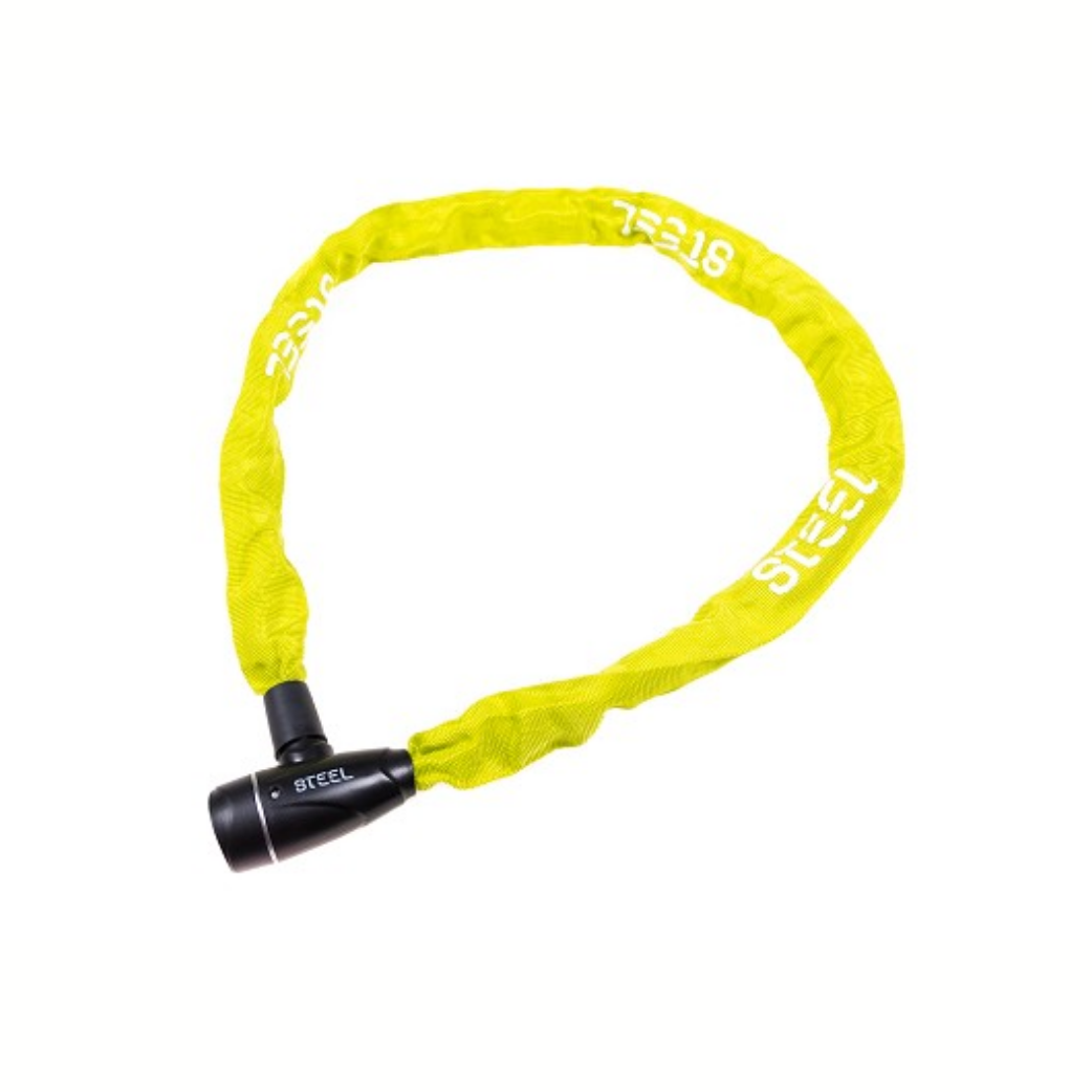 Steel chain lock Pro Lite 5x1100, yellow-green