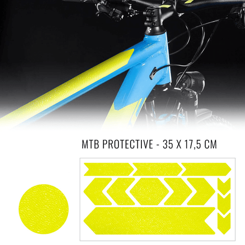 Bicycle frame protection sticker set neon yellow