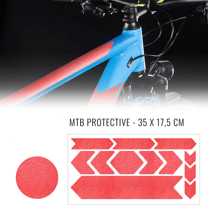 Bicycle frame protection sticker set neon red
