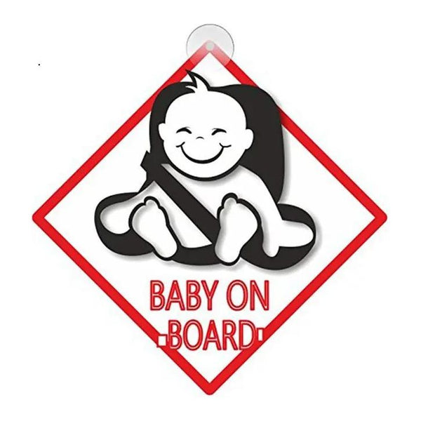 Baby on board sign with suction cups