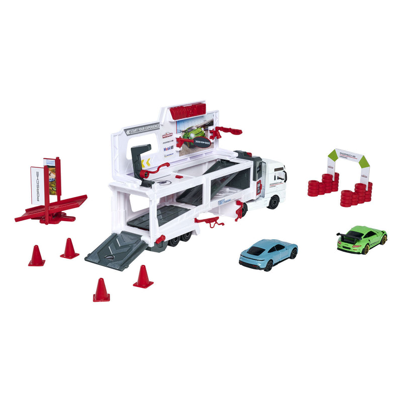 Load image into Gallery viewer, Majorette TGX Porsche Experience Transporter Speelset
