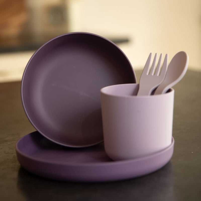 Load image into Gallery viewer, Bo Jungle Bo 5-delige Babyserviesset CPLA paars en roze
