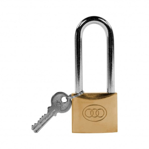 Tri-circle padlock with long neck 50 mm with 3 key blister